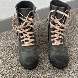 Women's Black Lace-Up Boots